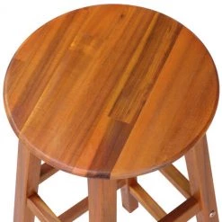 Casaria 4x Tabouret De Bar Bois D'acacia Assise Ronde Hauteur 76 Cm Style Rustique -banc et tabouret Soldes Boutique 41384101 3