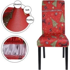 SUN FLOWER 4Pcs Housse De Chaise Extensible Imprimé Couverture De Chaise Pour Salle à Manger Amovible Lavable Revêtement De Chaisepour Noël Maison Hotel Mariage（3） -banc et tabouret Soldes Boutique 41543316 2