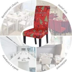SUN FLOWER 4Pcs Housse De Chaise Extensible Imprimé Couverture De Chaise Pour Salle à Manger Amovible Lavable Revêtement De Chaisepour Noël Maison Hotel Mariage（3） -banc et tabouret Soldes Boutique 41543316 5