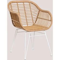 Chaise De Salle à Manger En Rotin Synthétique Zole SKLUM Osier PE - Fer - Blanc