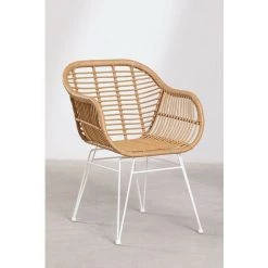 Chaise De Salle à Manger En Rotin Synthétique Zole SKLUM Osier PE - Fer - Blanc -banc et tabouret Soldes Boutique 41555913 3