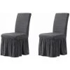 BETTERLIFE BETTE Housse De Chaise De Salle à Manger Extensible Universelle Avec Jupe, Protecteur De Meubles Amovible Lavable Pour Accueil Cérémonie Banquet Fête De Mariage (2 Pièces, Gris) -banc et tabouret Soldes Boutique 41557579 1