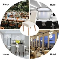 BETTERLIFE BETTE Housses De Chaise 4 Pièces , Couverture De Chaise De Salle à Manger Extensible Protection De Chaise Moderne Lavable Pour La Décoration Fête Banquets Hôtel De Bureau(Beige) -banc et tabouret Soldes Boutique 41557866 5