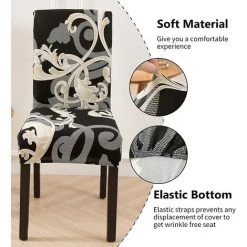 BETTERLIFE BETTE Housse De Chaise Extensible Lot De 4 , Couverture Protecteur De Chaise Salle A Manger Universel Amovible Lavable Moderne Durable Pour Maison Hotel Restaurant Fete Banquet Cuisine Decoration -banc et tabouret Soldes Boutique 41558323 3