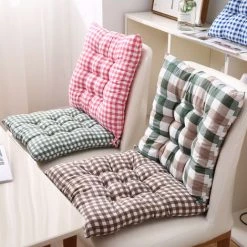 BETTERLIFE 2 Coussins De Chaises Carrés 40x40 Coussins De Siège Décoration Maison Coussin Mat Matelassée,Confortable Et Coloré - Idéal Pour Intérieur Et Extérieur (Grille Vert Clair） -banc et tabouret Soldes Boutique 41625233 2