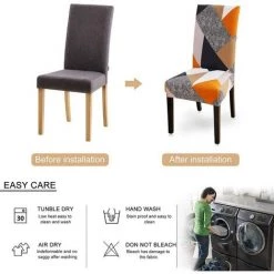 TRIOMPHE TRIOM Housse De Chaise, 6 Pieces Extensible Amovible Lavable Moderne Couverture De Chaise Pour Salle à Manger Slipcover-Décoration Bouquet De Mariage, Hôtel, Restaurant -banc et tabouret Soldes Boutique 41657879 3