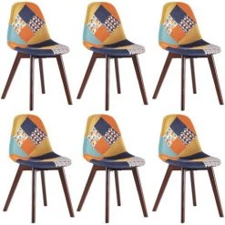 THE HOME DECO FACTORY Lot De 6 Chaises Patchwork Retro Home Deco Factory