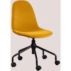Chaise De Bureau En Velours Glamm SKLUM Velours - Acier Moutarde - Moutarde