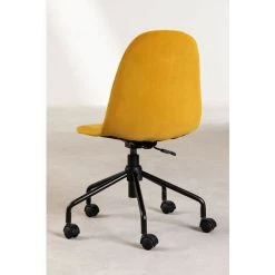 Chaise De Bureau En Velours Glamm SKLUM Velours - Acier Moutarde - Moutarde -banc et tabouret Soldes Boutique 41895661 5