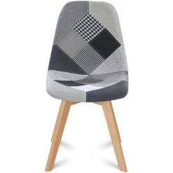 IDMARKET Lot De 6 Chaises SARA Gris Foncé X2, Gris Clair X2 Et Patchworks Noirs, Gris Et Blancs -banc et tabouret Soldes Boutique 41918350 4