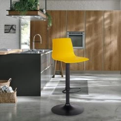 Tabouret Bar De Cuisine Design Noir Mat Réglable En Hauteur Grand Soleil Imola Matt | Jaune -banc et tabouret Soldes Boutique 42004455 2
