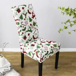 HAPPYSHOPPING Housse De Chaise De Salle A Manger Decorative De Noel, Housses De Chaise Extensibles, Protecteur De Siege, Polyester Lavable, Housse De Chaise Entierement Enveloppee Pour Salle A Manger, Decoration De Noel, Fete De Vacances, Modele : 2 - Modele : 2 -banc et tabouret Soldes Boutique 42060145 5