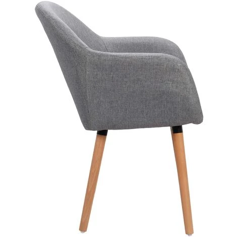WOLTU 2 X Chaises De Salle à Manger.Chaise De Cuisine. Siège En Lin. Pied En Bois Massif. Gris Clair 4 WOLTU 2 X Chaises De Salle à Manger.Chaise De Cuisine. Siège En Lin. Pied En Bois Massif. Gris Clair – Image 2
