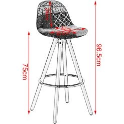 WOLTU Lot De 2 Tabourets De Bar Avec Repose-pied. Tabouret De Cuisine. Fait De Lin Et Bois Massif.38.5x33x96.5 Cm -banc et tabouret Soldes Boutique 42213207 4