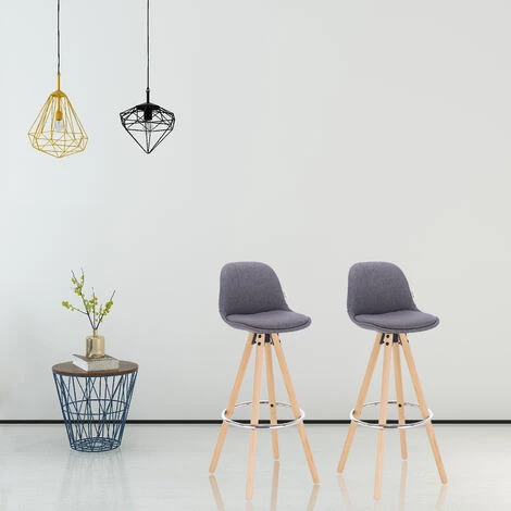 WOLTU Lot De 2 Tabourets De Bar. Tabouret De Cuisine Avec Dossier Et Repose-pied. Siège En Lin. Pieds En Bois Massif.Gris Foncé 4 WOLTU Lot De 2 Tabourets De Bar. Tabouret De Cuisine Avec Dossier Et Repose-pied. Siège En Lin. Pieds En Bois Massif.Gris Foncé – Image 2