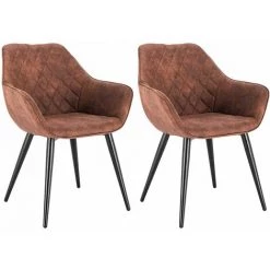 WOLTU 2 X Chaises De Salle à Manger Siège Bien Rembourré En Velours. Chaise De Cuisine Pied En Métal. 41x45 Cm.Brun