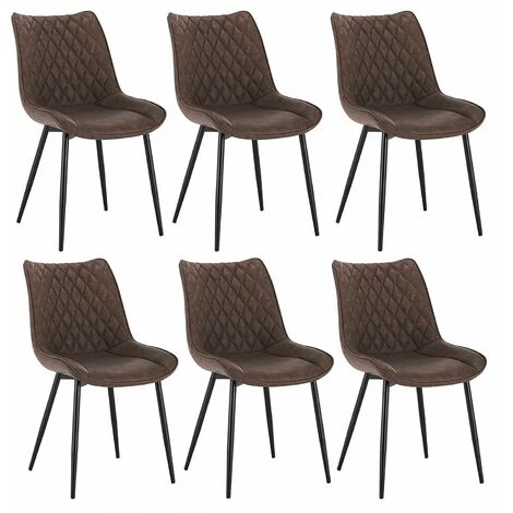 WOLTU Lot De 6 Chaises De Salle à Manger En Similicuir - 46x40.5x85.5cm - Pieds En Métal - Charge Max 100 Kg - Brun 3 WOLTU Lot De 6 Chaises De Salle à Manger En Similicuir - 46x40.5x85.5cm - Pieds En Métal - Charge Max 100 Kg - Brun