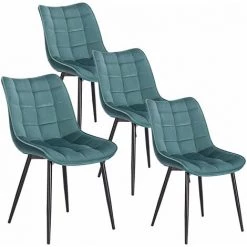 WOLTU Lot De 4 Chaises De Salle à Manger. Chaises De Cuisine. Siège En Velours. Pieds En Métal. Vert Turc