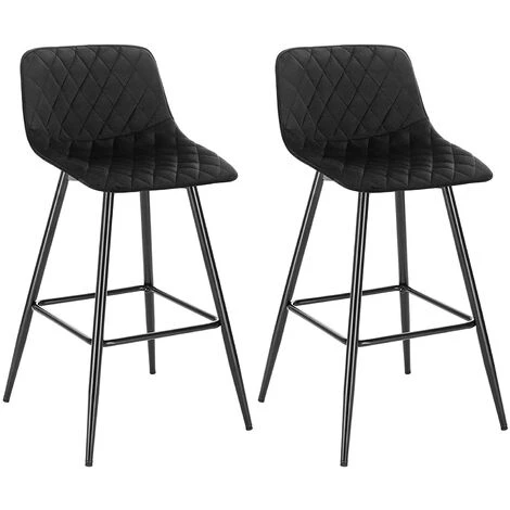 WOLTU Lot De 2 Tabourets De Bar Avec Repose-pieds. Tabouret Pour Bar-bistro. Siège En Velours. Pieds En Métal. Noir 3 WOLTU Lot De 2 Tabourets De Bar Avec Repose-pieds. Tabouret Pour Bar-bistro. Siège En Velours. Pieds En Métal. Noir
