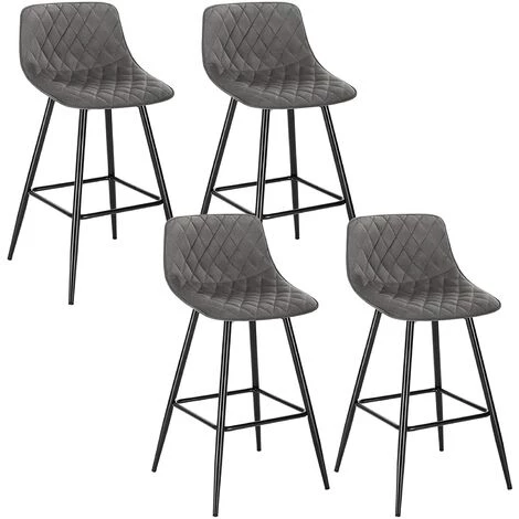 WOLTU Lot De 4 Tabourets De Bar Avec Repose-pieds. Tabouret Pour Bar-bistro. Siège En Velours. Pieds En Métal. Gris Foncé 3 WOLTU Lot De 4 Tabourets De Bar Avec Repose-pieds. Tabouret Pour Bar-bistro. Siège En Velours. Pieds En Métal. Gris Foncé