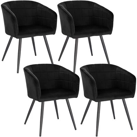 WOLTU 4 X Chaises De Salle à Manger Siège Bien Rembourré En Velours. Chaises De Cuisine. Pieds En Métal. Noir 3 WOLTU 4 X Chaises De Salle à Manger Siège Bien Rembourré En Velours. Chaises De Cuisine. Pieds En Métal. Noir