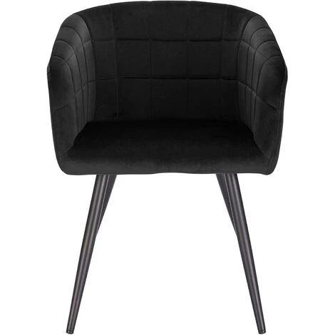 WOLTU 4 X Chaises De Salle à Manger Siège Bien Rembourré En Velours. Chaises De Cuisine. Pieds En Métal. Noir 4 WOLTU 4 X Chaises De Salle à Manger Siège Bien Rembourré En Velours. Chaises De Cuisine. Pieds En Métal. Noir – Image 2