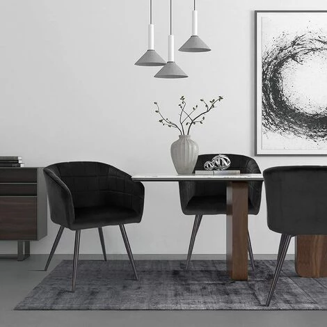 WOLTU 4 X Chaises De Salle à Manger Siège Bien Rembourré En Velours. Chaises De Cuisine. Pieds En Métal. Noir 6 WOLTU 4 X Chaises De Salle à Manger Siège Bien Rembourré En Velours. Chaises De Cuisine. Pieds En Métal. Noir – Image 4