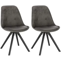 WOLTU 2 X Chaisess De Salle à Manger. Chaises De Cuisine. Siège En Tissu Scientifique. Pieds En Bois Massif. Anthracite