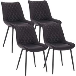 WOLTU Lot De 4 Chaises De Salle à Manger En Similicuir - 46x40.5x85.5cm - Pieds En Métal - Charge Max 100 Kg - Anthracite
