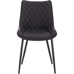 WOLTU Lot De 4 Chaises De Salle à Manger En Similicuir - 46x40.5x85.5cm - Pieds En Métal - Charge Max 100 Kg - Anthracite -banc et tabouret Soldes Boutique 42213423 3