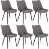 WOLTU Lot De 6 Chaises De Salle à Manger En Similicuir - 46x40.5x85.5cm - Pieds En Métal - Charge Max 100 Kg - Gris Foncé -banc et tabouret Soldes Boutique 42213427 1