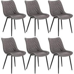 WOLTU Lot De 6 Chaises De Salle à Manger En Similicuir - 46x40.5x85.5cm - Pieds En Métal - Charge Max 100 Kg - Gris Foncé