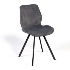 IDMARKET Lot De 4 Chaises SAMI En Velours Gris Foncé -banc et tabouret Soldes Boutique 42224616 3