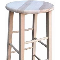 OKAFFAREFATTO Tabouret En Bois Avec Assise Ronde H80cm Brut à Peindre Pieds Droits -banc et tabouret Soldes Boutique 42312026 2