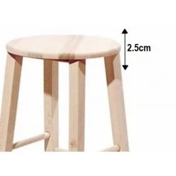 OKAFFAREFATTO Tabouret En Bois Avec Assise Ronde H80cm Brut à Peindre Pieds Droits -banc et tabouret Soldes Boutique 42312026 5
