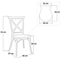OKAFFAREFATTO Chaise Plastique Cross Gris Empilable Un Unique Monobloc Résistante -banc et tabouret Soldes Boutique 42312088 3