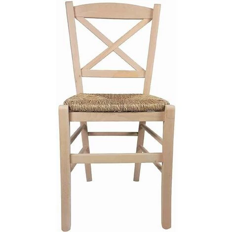 OKAFFAREFATTO Chaise Croisèe En Bois Avec Assise En Paille, Brute à Peindre 5 OKAFFAREFATTO Chaise Croisèe En Bois Avec Assise En Paille, Brute à Peindre – Image 3