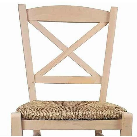 OKAFFAREFATTO Chaise Croisèe En Bois Avec Assise En Paille, Brute à Peindre 7 OKAFFAREFATTO Chaise Croisèe En Bois Avec Assise En Paille, Brute à Peindre – Image 5