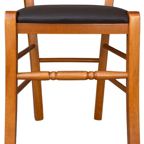 OKAFFAREFATTO Chaise Loris En Merisier Avec Assise En Simili-cuir Marron 6 OKAFFAREFATTO Chaise Loris En Merisier Avec Assise En Simili-cuir Marron – Image 4