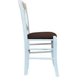 OKAFFAREFATTO Chaise Country En Bois Avec Croix Blanche Antique Avec Assise En Simili-cuir Marron -banc et tabouret Soldes Boutique 42312182 5