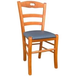 OKAFFAREFATTO Chaise Bois Loris Cerise Avec Sieége En Cuir Artificiel Anthracite