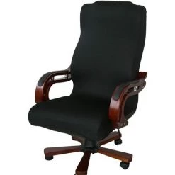 TANABATA Housse En Tissu élastique Extensible, Amovible Et Résistante, Pour Fauteuil De Bureau Pivotant (housse Uniquement, Fauteuil Non Inclus), Tissu, Noir , Taille L