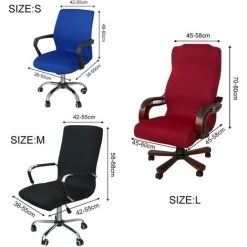 TANABATA Housse En Tissu élastique Extensible, Amovible Et Résistante, Pour Fauteuil De Bureau Pivotant (housse Uniquement, Fauteuil Non Inclus), Tissu, Noir , Taille L -banc et tabouret Soldes Boutique 42414443 3