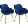 WOLTU Lot De 2 Chaises De Salle à Manger Avec Accoudoirs.Chaise De Salon.Structure En Métal Et Assise En Velours.Bleu -banc et tabouret Soldes Boutique 42416269 1