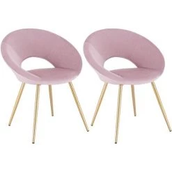 WOLTU Lot De 2 Chaises De Salle à Manger. Chaise De Chambre à Coucher. Avec Velours Siège Et Métal Pieds. Rose