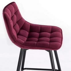 WOLTU 4X Tabouret De Bar. Chaise De Bar. Assise Rembourrée En Velours Avec Pieds Et Repose-Pieds En Métal.Bordeaux - Bordeaux -banc et tabouret Soldes Boutique 42416352 4