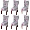 HIASDFLS Housse De Chaise Élastique Housse De Chaise Housse De Chaise Housse Élastique Amovible Housse De Chaise Spandex Lavable Décoration Restaurant Banquet De Mariage (6 Fleurs Roses)