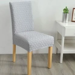 Housses De Chaises Tricotées, Housse De Chaise Jacquard Pour La Maison, Le Restaurant, Les Banquets Et Les Chaises à Haut Dossier GrooFoo (gris Clair, 1 PCS) -banc et tabouret Soldes Boutique 42547896 4