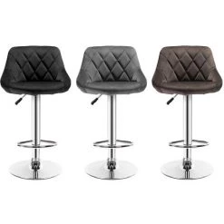 Aqrau Lot De 2 Tabouret De Bar Chaise En Velours 38 * 37 （85-105）CM - GRIS -banc et tabouret Soldes Boutique 42560442 5