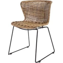 WHITELABEL Lot De 2 Chaises De Jardin Empilable En Rotin Polyéthylène - Naturelle - Wings - Brun -banc et tabouret Soldes Boutique 42703714 4